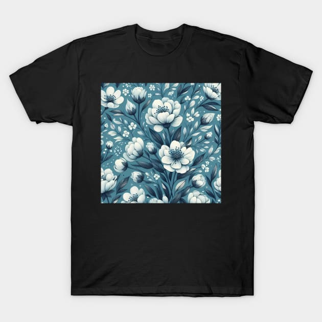 White Flowers T-Shirt by Jenni Arts